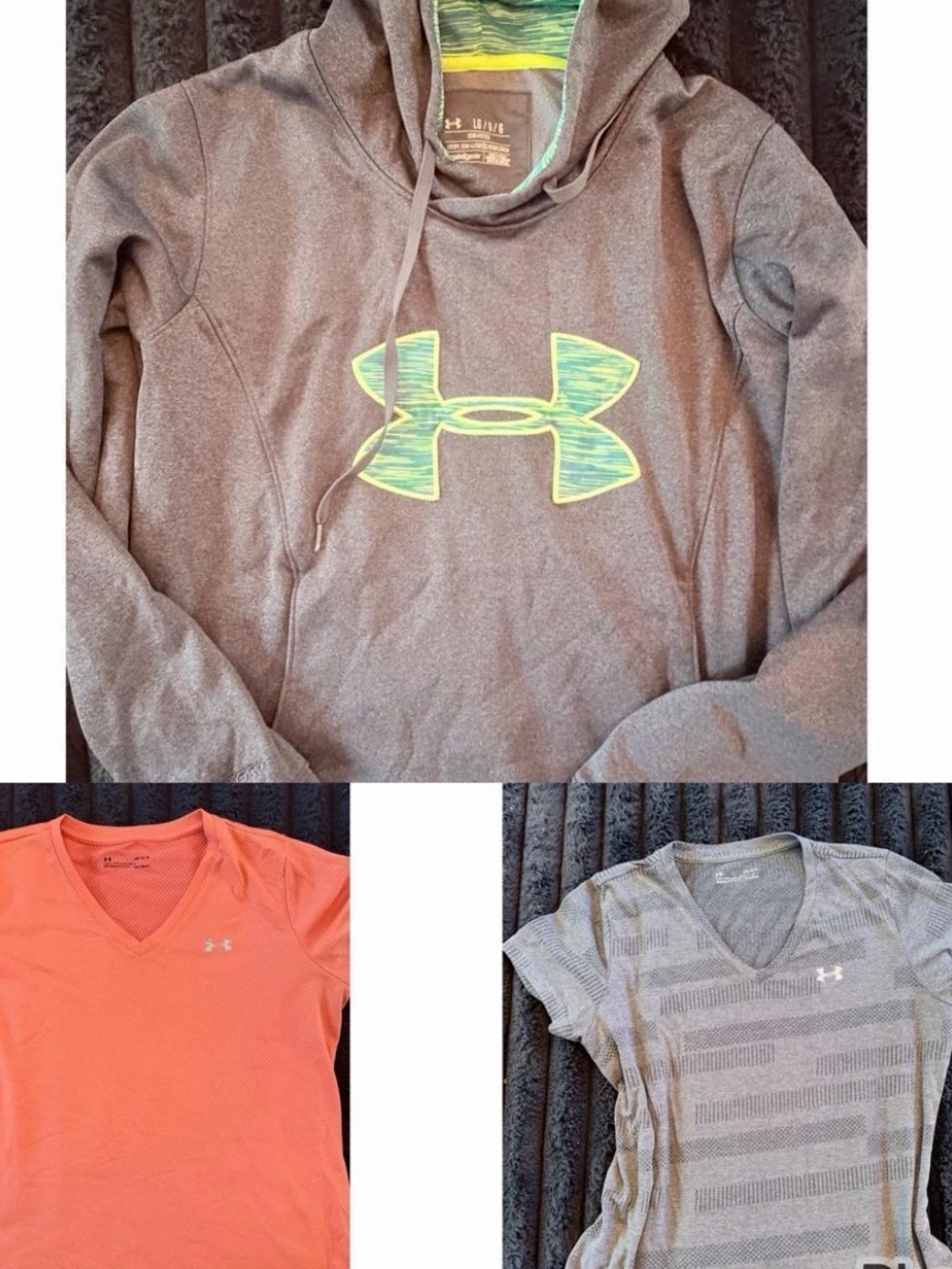 Under Armour Youth Gray Hoodie with Neon Green Logo & Assorted Tees